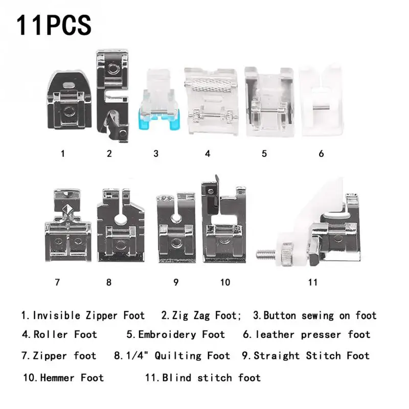 11 шт./компл. Бытовая многофункциональная швейная машина лапок Универсальный DIY заменить набор прижимных лапок для братьев для швейных машин Singer