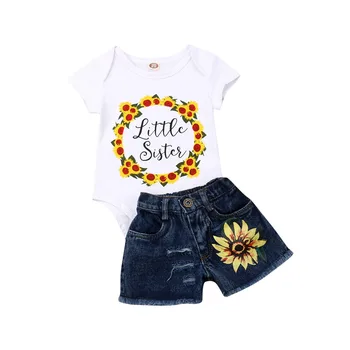 

Pudcoco 2019 Summer Matching Newborn Kid Baby Little/Big Sister T-shirt Romper Shorts Outfit Clothes Sunflower Set 2Pcs