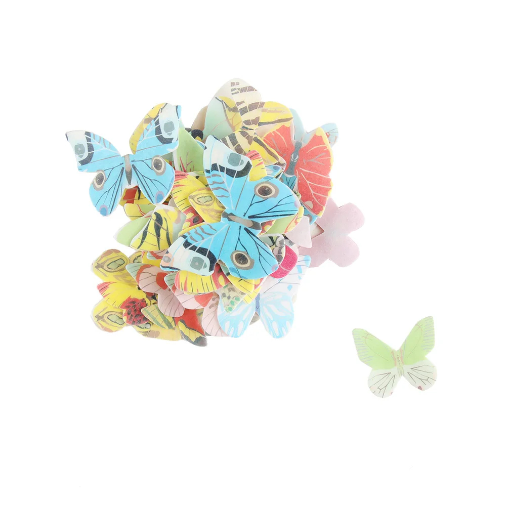 42pcs/lot Mixed Butterfly Edible Glutinous Wafer Rice Paper Cake Cupcake Toppers For Cake Decoration Birthday Wedding Cake Tools