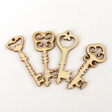 Натуральное дерево Цвет ключ с узором "под дерево" Скрапбукинг коллекция Искусство ремесло для аксессуар ручной работы Вышивание домашний 16x36 мм(20 штук MZ145