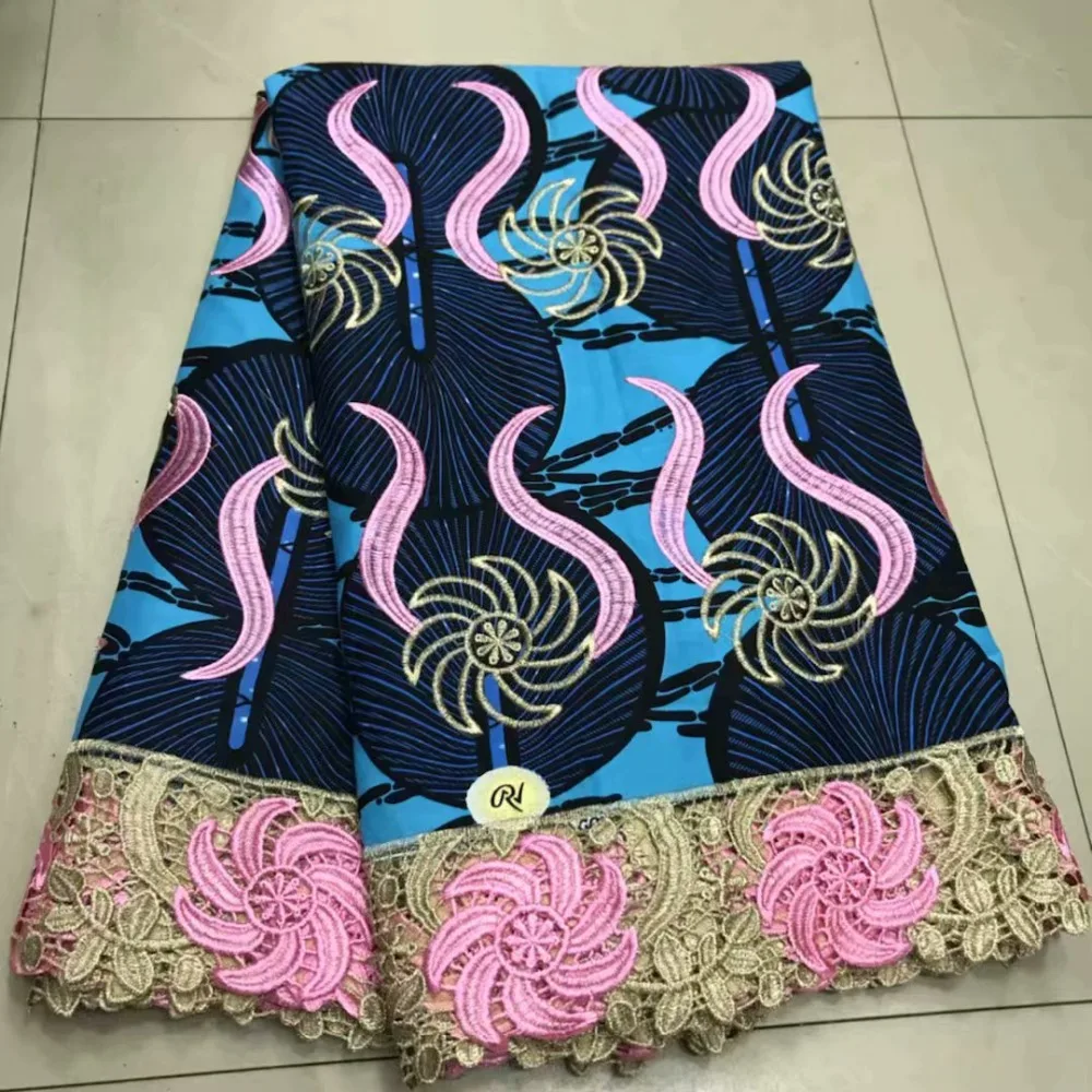 

Hot sales African multicolor quality guarantee Hollandais wax mix Most popular 100% cotton French net lace for dress!AE-4270