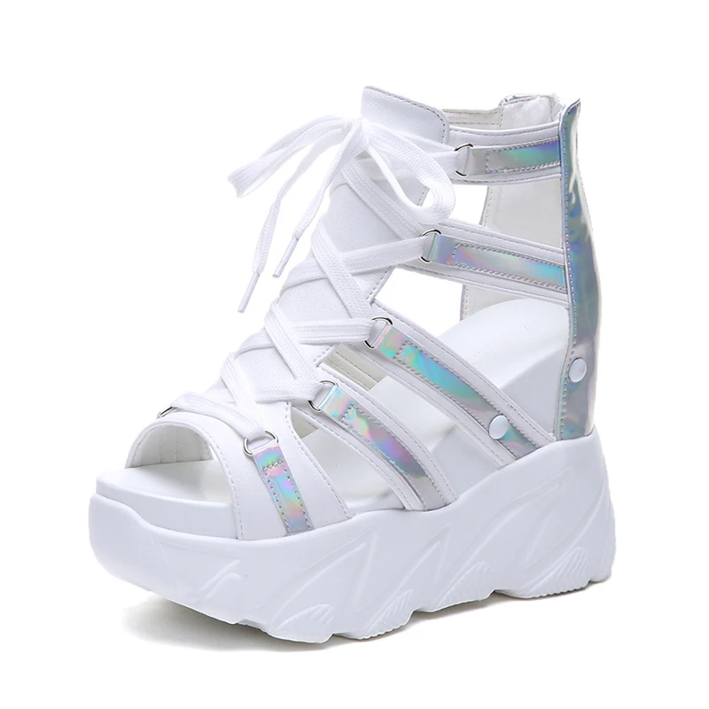 

Women's High Heels Sandal 2019 Summer Fashion Cross-tied Chunky Sandals For Woman Platform Gladiator Sandals Female Beach Shoes