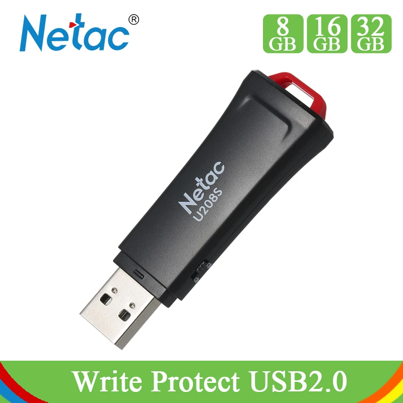 

Netac U208S USB2.0 8G 16G 32G Write Protect USB Flash Drive Black Plastic Memory Stick U-Safe Antivirus Pendrive Encrypting