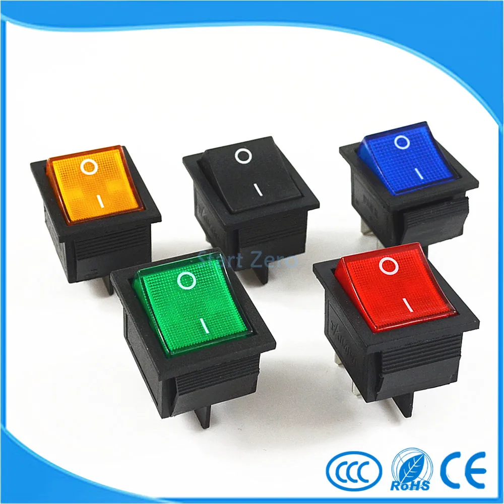 Latching Rocker Switch Power Switch I/O 4 Pins With Light 16A 250VAC