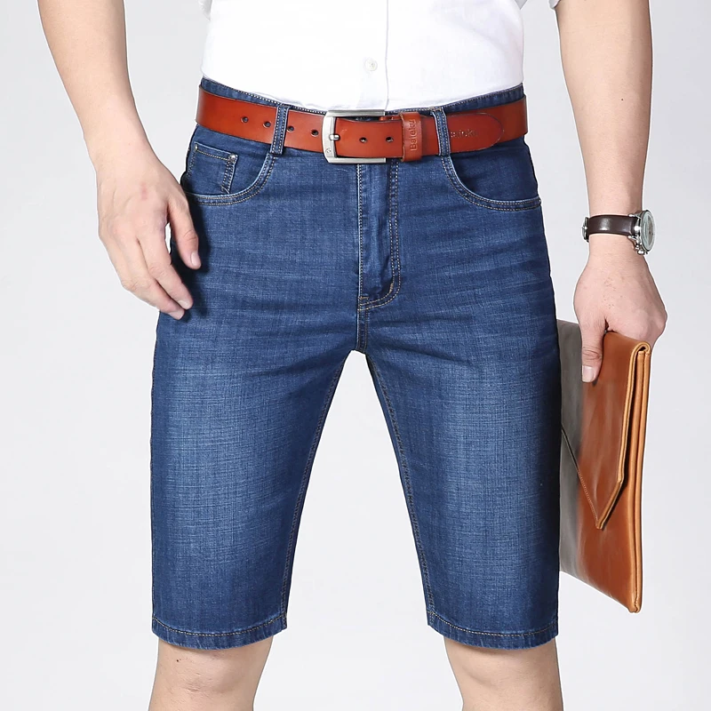Classic Denim Shorts Men 2019 New Fashion Business Elasticity Slim Fit Casual Short Jeans Blue Black Male Brand Classic Denim Shorts Men 2019 New Fashion Business Elasticity Slim Fit Casual Short Jeans Blue Black Male Brand