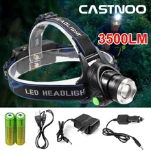 CASTNOO 3500 лм T6 светодиодный налобный фонарь с переменным фокусным расстоянием супер-яркий Пеший Туризм фара дальнего света для рыбалки на открытом воздухе оборудование+ USB кабель