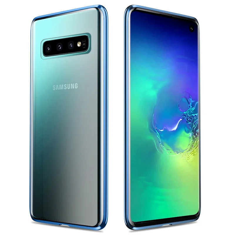Full Body Protection Magnetic Adsorption Metal Tempered Glass Case For Samsung S10 Plus Galaxy |