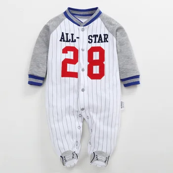 

2018 Spring Autumn Baby romper Letter All starts printed Baby girls boys Long sleeve Baseball Uniform Jumpsuits baby clothing