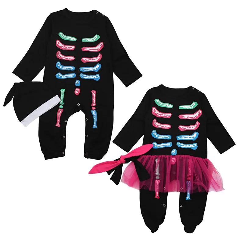 

Children's European And American Spring And Autumn Halloween Boy And Girl's Halloween Bone Uniform Clothes, Climbing Clothes