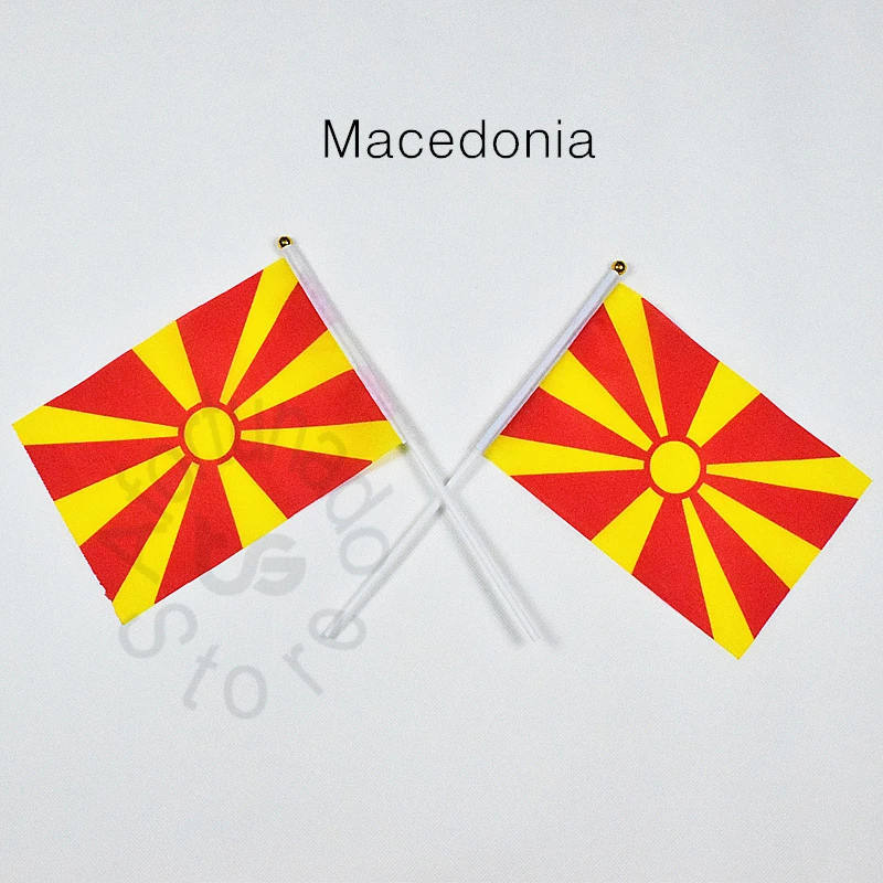 Macedonia 14*21cm flag Banner hand waving National Home Decoration banner | Дом и сад