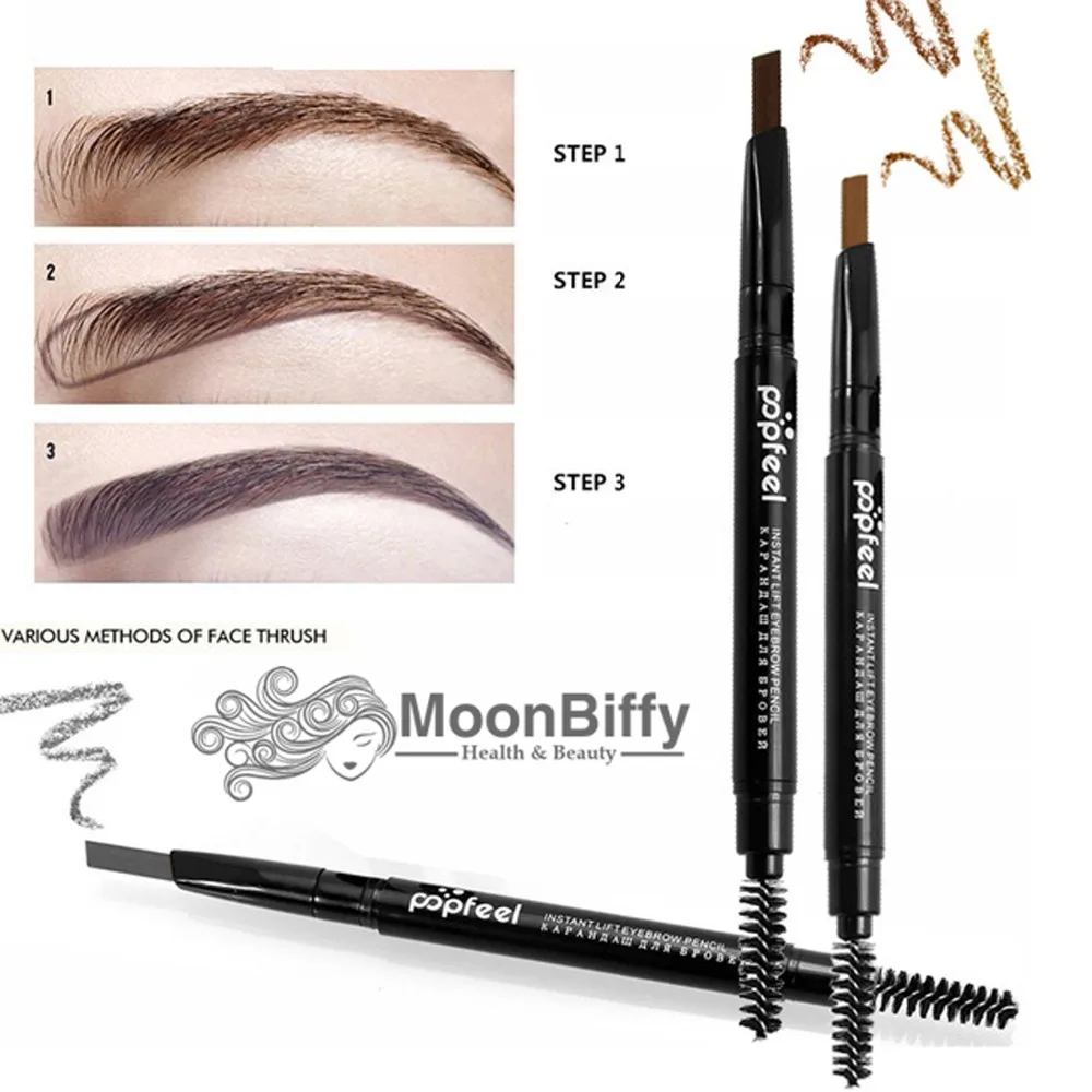 

MOONBIFFY Durable Brown Eyebrow Tattoo Pigments Makeup Eye Brow Cosmetic Pen Double-end Automatic Eyebrow Pencils Waterproof