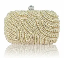 2016 Rushed Real Day Clutches Women Solid Mini(<20cm) Hasp Handbag Luxury Pearl Clutch Banquet Bag Married Evening
