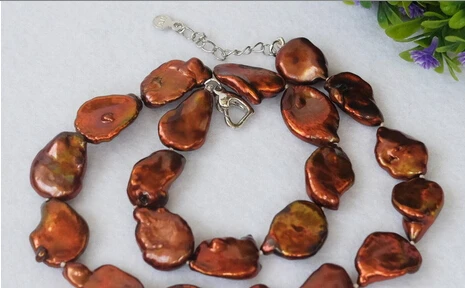 

FREE SHIPPING>>>@@ > N3649 Brown Reborn keshi Pearl necklace