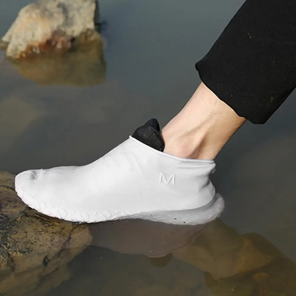 

1 Pair Rubber Reusable Latex Waterproof Rain Shoes Covers Slip-resistant Rain Boot Motorcycle Bike Overshoes Shoes Accessories