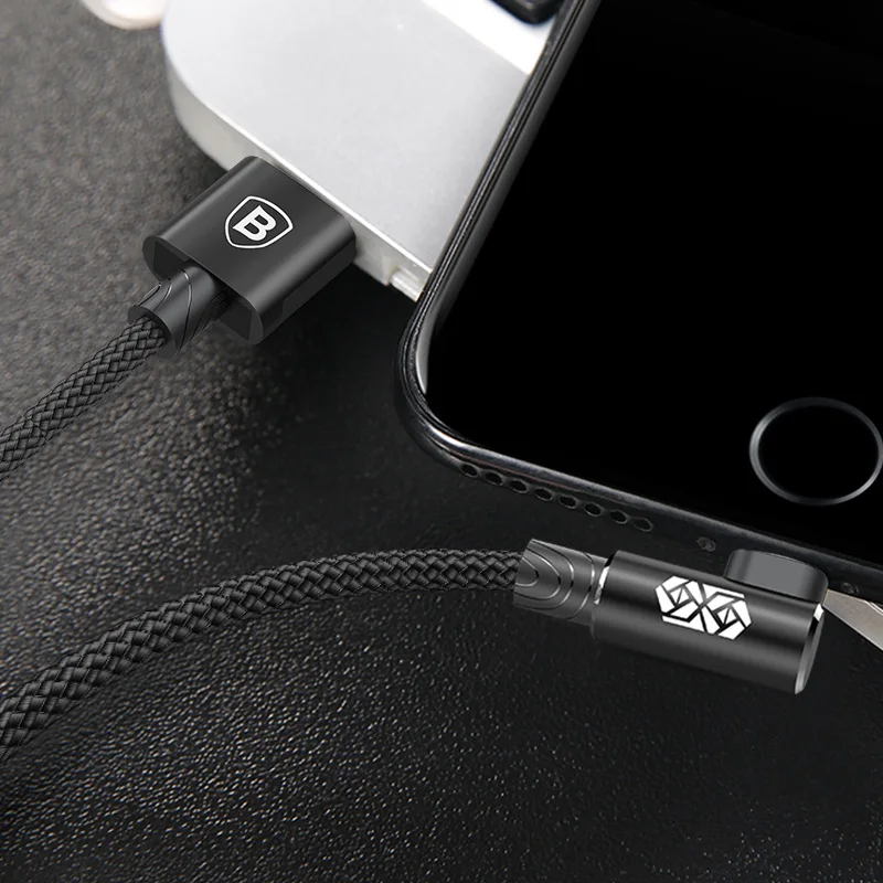 Baseus USB кабель для iPhone X, 8 plus, 7 plus, 6, 6S plus, 90 градусов, дата, зарядный кабель для iPhone, кабель lightning, провод, шнур