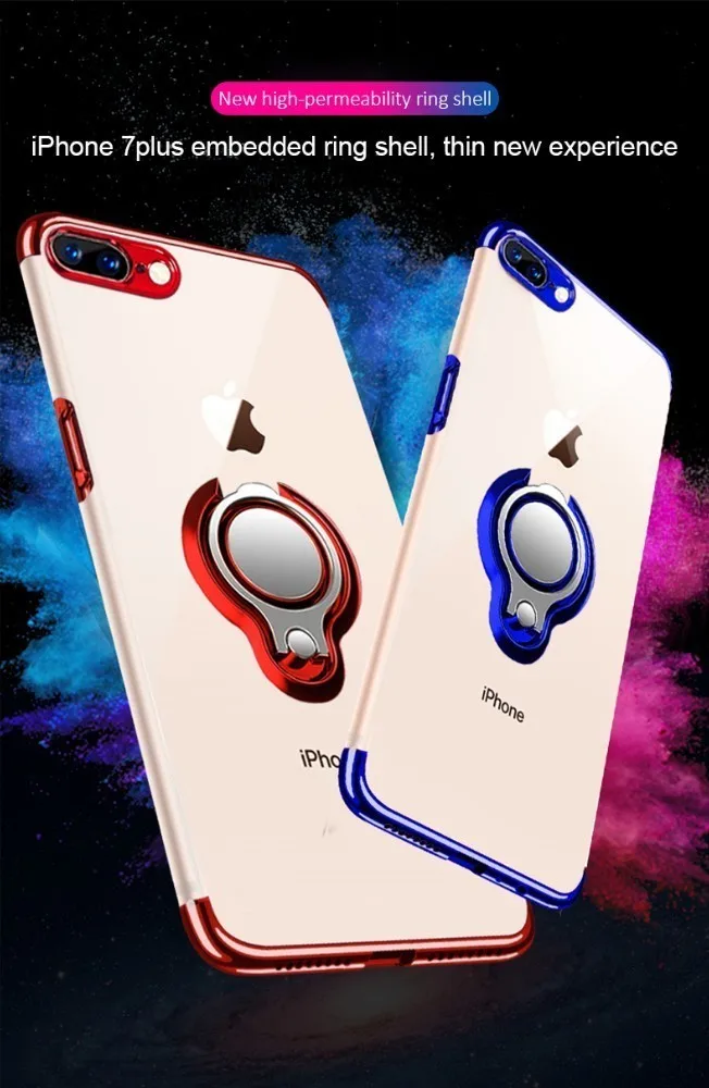 For Iphone 7 8 Plus case Electroplated finger ring Full Drill Bracket Phone Case For Iphone X Xs Max Xr  Soft Cover Mobile phone