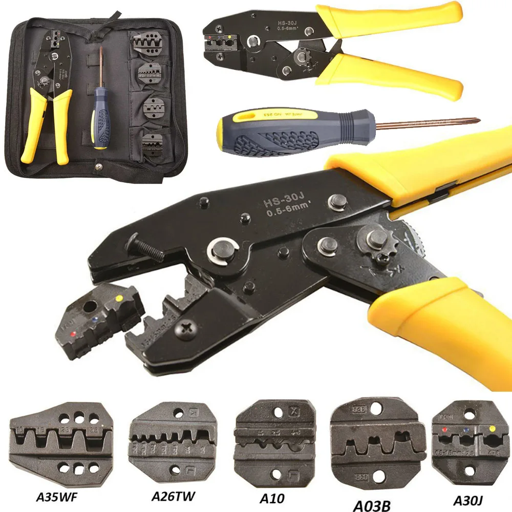 Pro Insulated Cable Connectors Terminal Ratchet Crimping Tool Kit Wire Pliers US