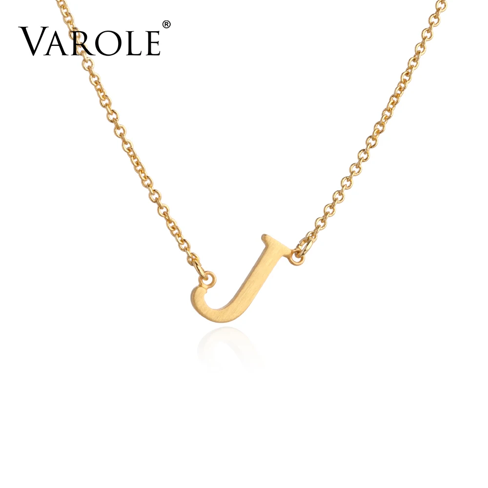 Varole Women's Pendant Letter J Style Copper Gold Color Necklaces