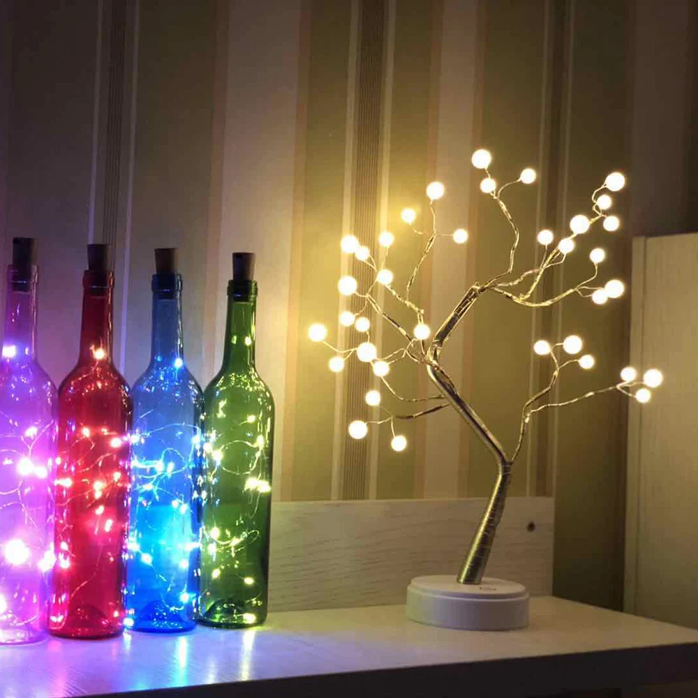 

Hot Potted Desk Lamp Night Lights Bonsai Tree Christmas Decor Lights with 36 LED Beads XJS789
