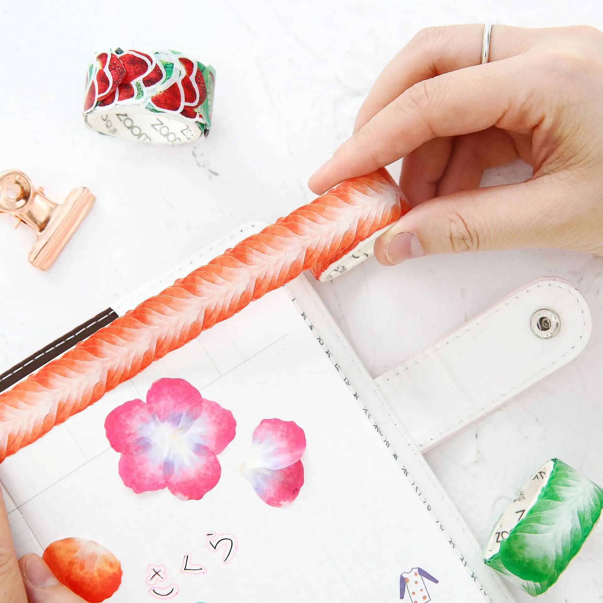 

Petal and paper tape diy small fresh self-adhesive tearable stickers creative Japanese collage techo sticker