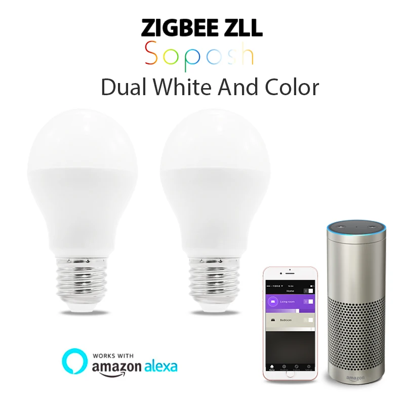 

GLEDOPTO 6W RGB+CCT led bulb Zigbee zll lingt link rgbww/cw bulb compatible with Amazon Echo plus and many gateways colorful