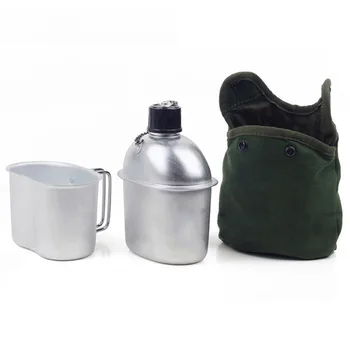 

Outdoor Sport Aluminum Water Bottle with Lunch Box and Cloth Cover Camping Picnic Travel Drinkware W7584