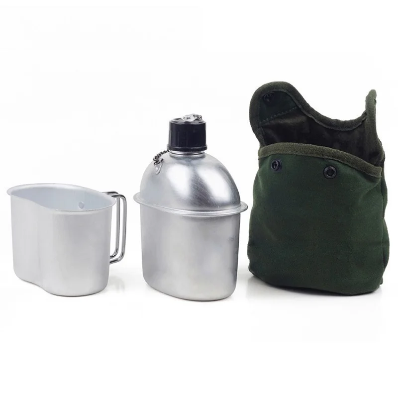 Sport all'aria aperta Bottiglia di Acqua di Alluminio con Scatola di Pranzo e Della Copertura del Panno di Campeggio di Picnic di Viaggio Articoli e Attrezzature per Acqua, Caffè, Tè W7584
