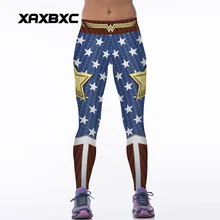 NEW 88005 Sexy Girl Women Comics The Avengers Wonder Woman Old Glory 3D Prints High Waist Women Fitness Leggings Pants