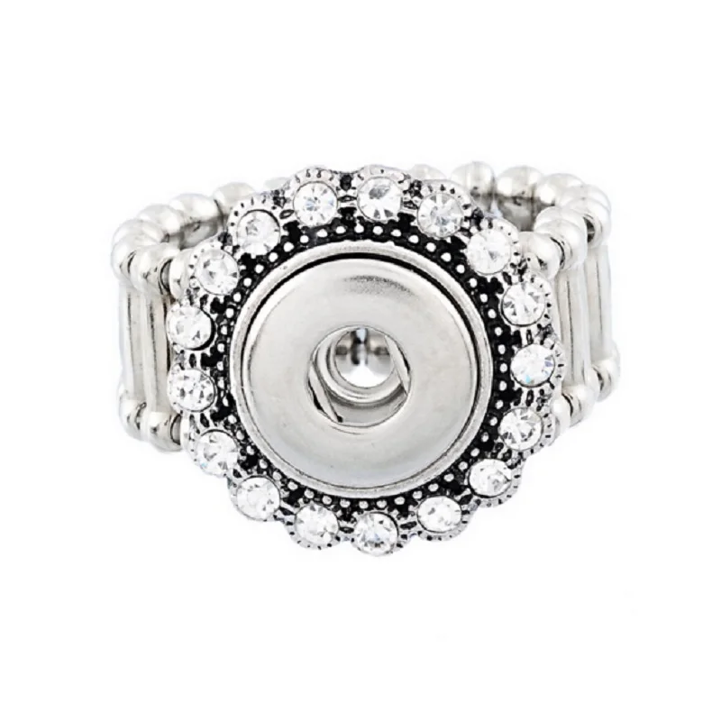 10pcs ancient silver plated plated adjustable snap buttons ring with