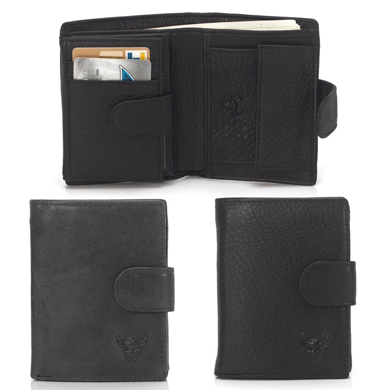 

THINKTHENDO New Black Men's Genuine Leather ZIPPER Billfold Wallet Purse Credit ID Card Holder