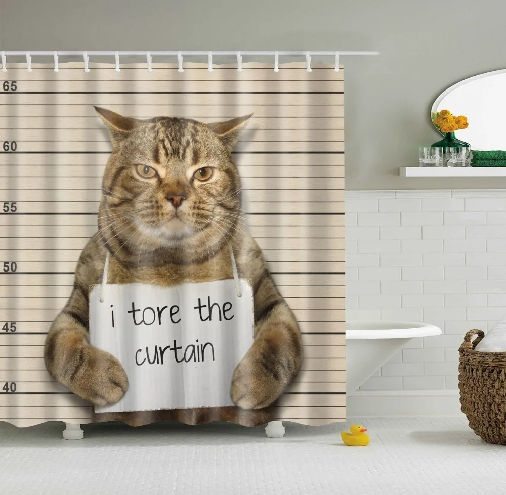 

3D Shower Curtains High Quality Printed Polyester Shower Animal Cartoon Child Bathroom Curtain Hooks