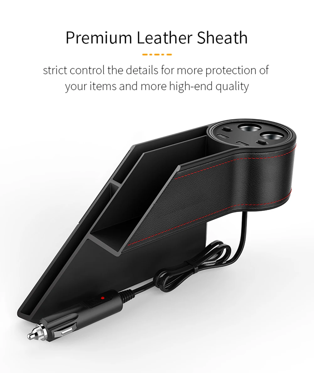 JINSERTA автомобильное кресло щелевая коробка для хранения 2 USB Автомобильное зарядное устройство прикуриватель розетка сумка-Органайзер для автомобиля зазор карман Tidying Card Phone