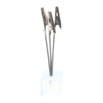 

3 Clips Wire Memo Holder Paper Note Clip Cube Base