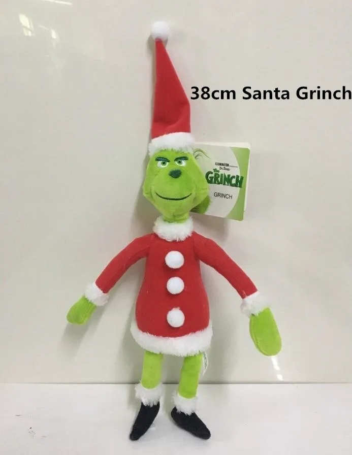 Новинка 18-38 см Grinch палантин фильм Young Grinch Beans Санта плюшевые животные куклы Коллекция игрушек Рождественский подарок - Цвет: 38cm SDM Grinch