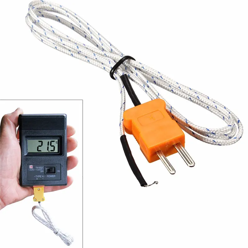 

5pcs K type Thermocouple Probe Sensor Digital Probe Tester 100cm 1M Wire Measuring Temperature
