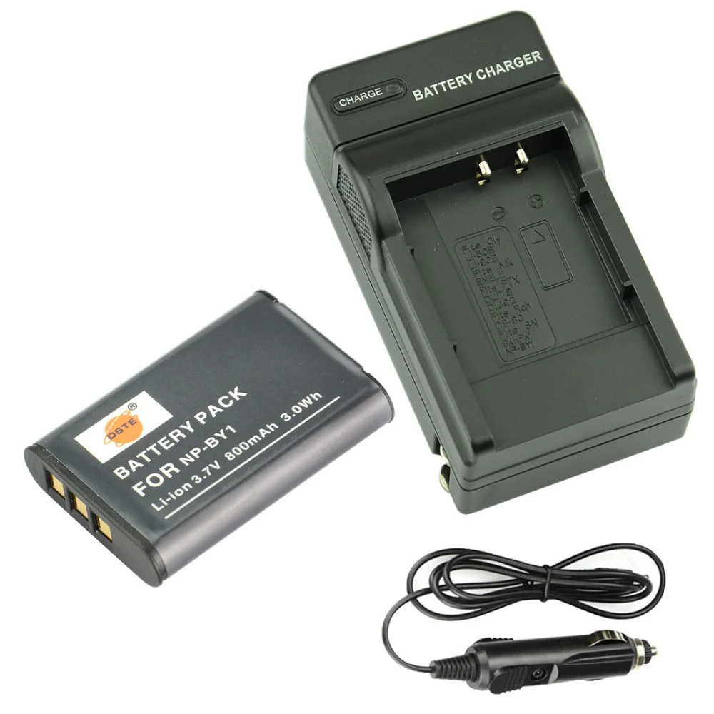 DSTE NP BY1 Rechargeable Battery with Travel and Car Charger for Sony