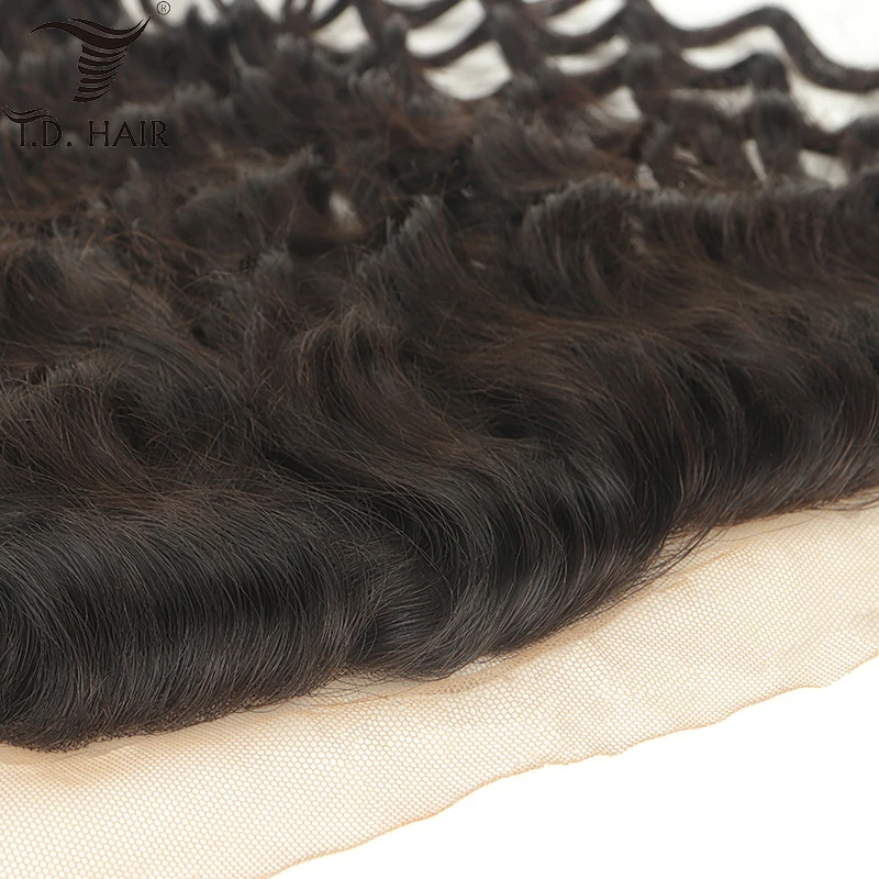Перуанские глубокие волнистые человеческие волосы 2 пучка с естественным предварительно накладка из волос Линия кружево спереди закрытие 13*4 выравнивание кутикулы
