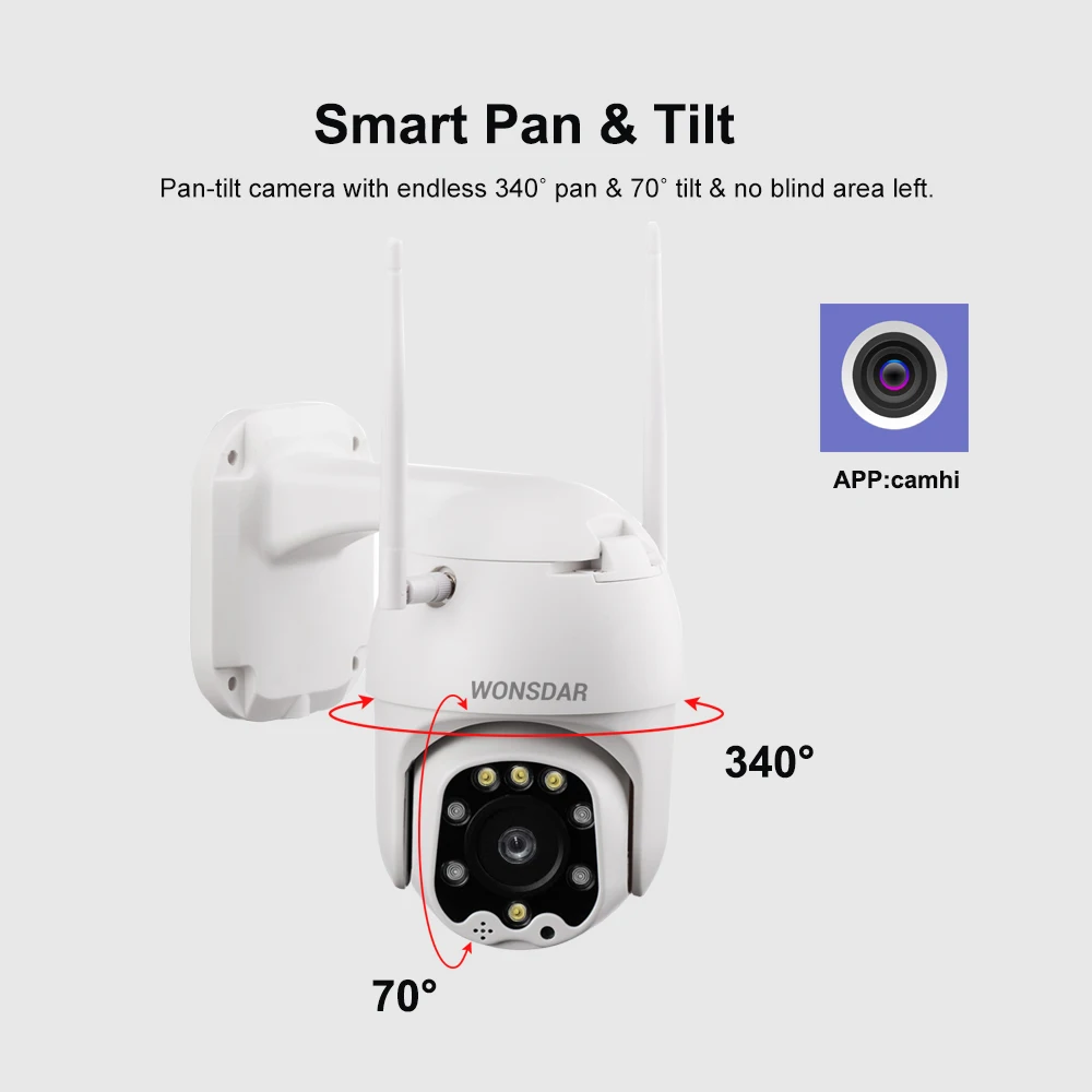 Wonsdar wifi ip-камера 1080P HD 5X оптический зум PTZ скоростная купольная Беспроводная камера Открытый ИК Onvif H.265X двухстороннее аудио