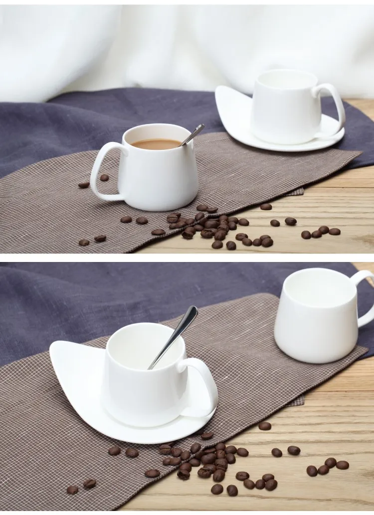 Каракули original001 костяного фарфора кофейные чашки высокого качества креативные белые керамические чашки творческие подарки с тарелкой и ложкой 250 мл
