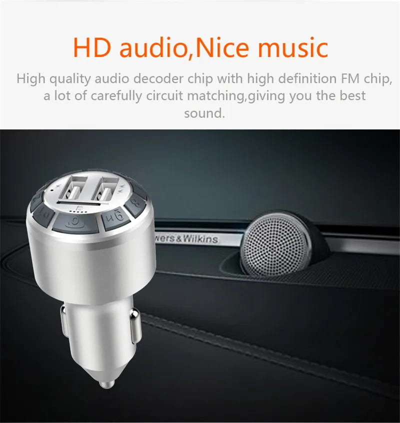FM Transmitter Aux Modulator Bluetooth Handsfree Car Kit Car Audio MP3 Player with 3.1A Quick Charge Dual USB Car Charger (2)