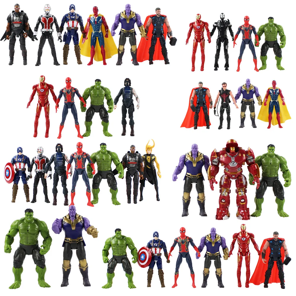

Thanos Infinity Gauntlet War Ironman Captain America Figure Thor Black Widow Hawkeye Goliath Ronin Loki PVC Action Figure Model