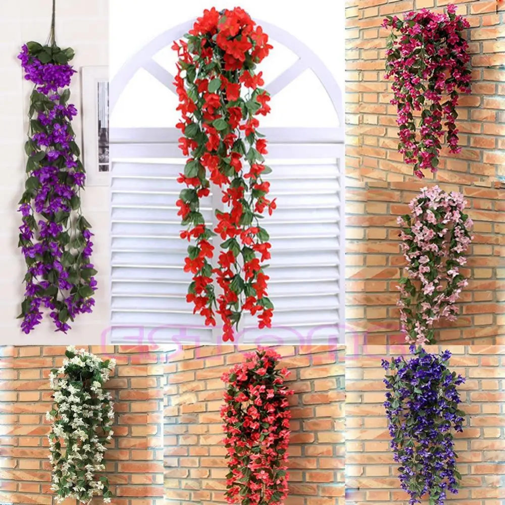 Vine Flowers Artificial Fake Violet Hanging Garland Hanging Home