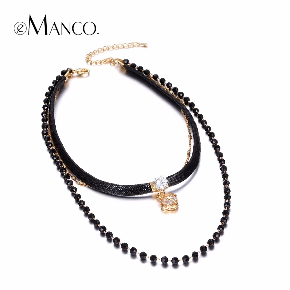 Prix pour EManco Élégant Multicouche De Tatouage Choker Colliers pour Femmes Noir Cristal Corde Cire Chaîne Trèfle Pendentifs Marque Bijoux Prix pour EManco Élégant Multicouche De Tatouage Choker Colliers pour Femmes Noir Cristal Corde Cire Chaîne Trèfle Pendentifs Marque Bijoux