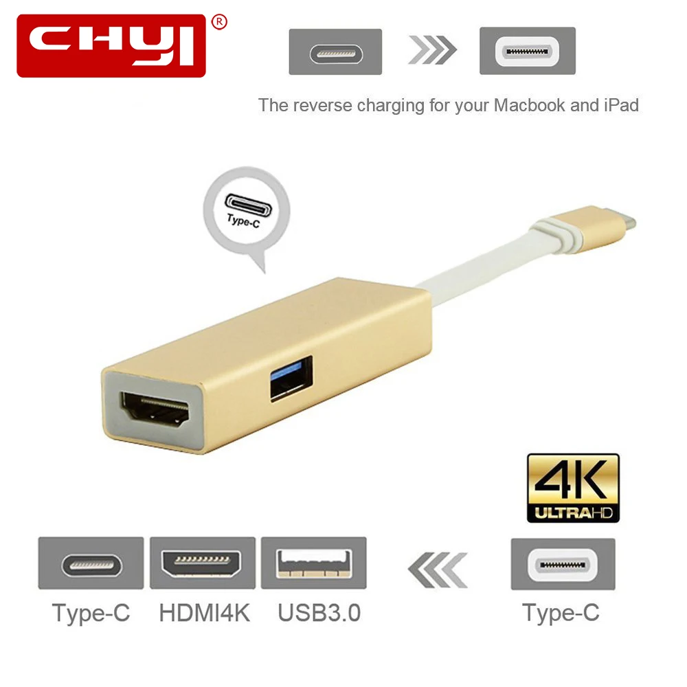 CHYI USB C концентратор HDMI 4K адаптер Combo 3 0 Порты и разъёмы Разделитель с Мощность