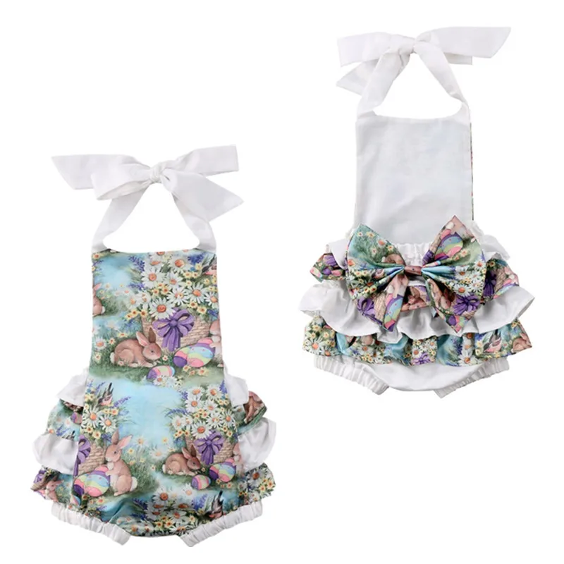 

2019 New Fashon Easter Bunny Clothing Toddler Baby Girls Bow Rabbit Backless Princess Party Tutu Lace Cute Summer Ruffle Dress
