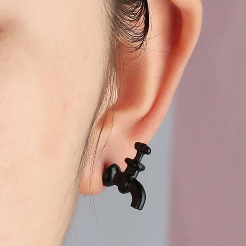 

Women's Faucet Earrings Exaggerated Women's Style Ear Studs Earrings Faucet Shaped Clasp Push Back Earrings Women Earrings
