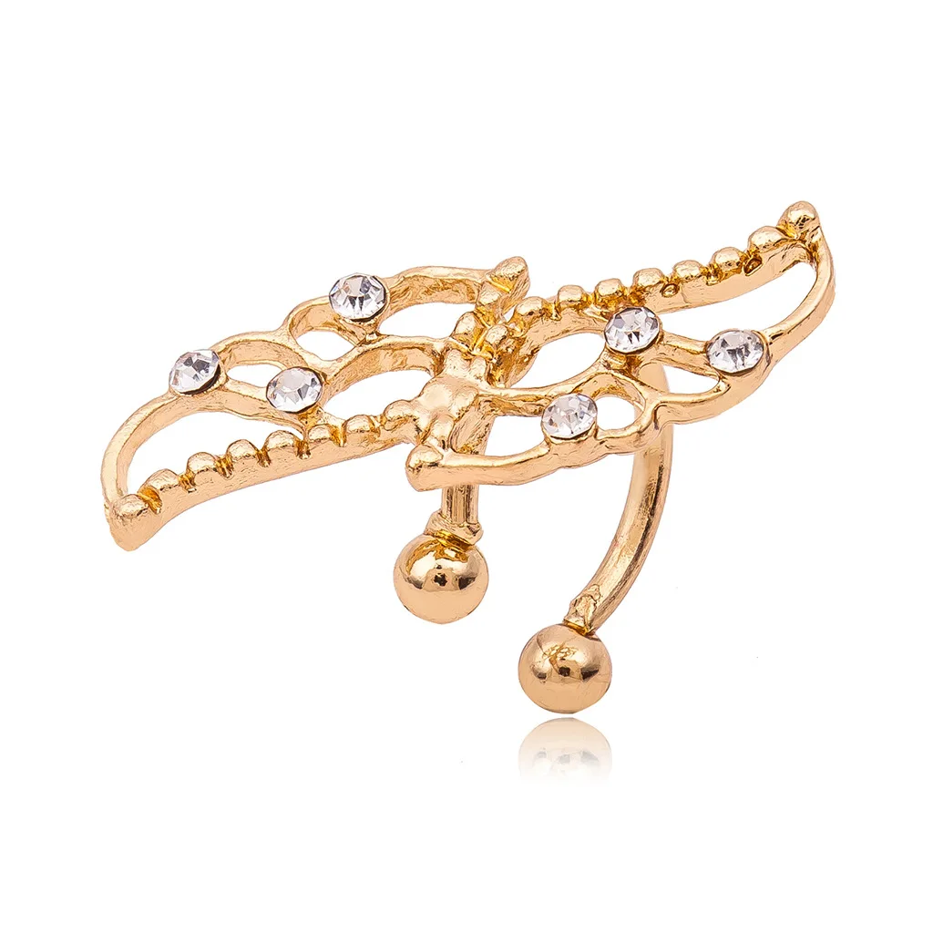

1 Korean Version Of The Hollow Rhinestone Wings Without Ear Pierced Ear Clips Stylish Personality Wild Ear Bone Clips Pendientes