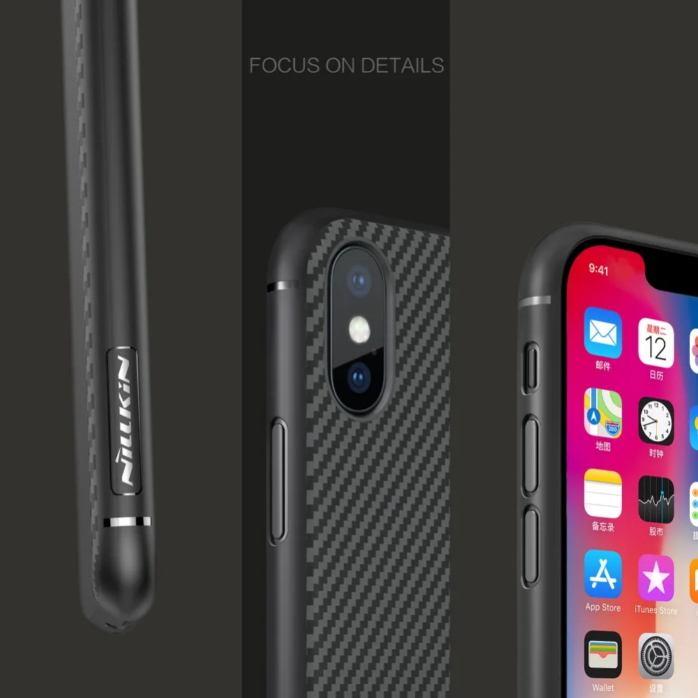 Nillkin Синтетический Чехол для телефона из углеродного волокна для apple iphone 11 Pro Max XS XR X 6 Plus Твердый чехол для iphone 7/8