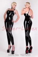 Free Shipping ! Latex catsuit shoulder suspenders sleeveless rubber catsuit zentai leotard unique