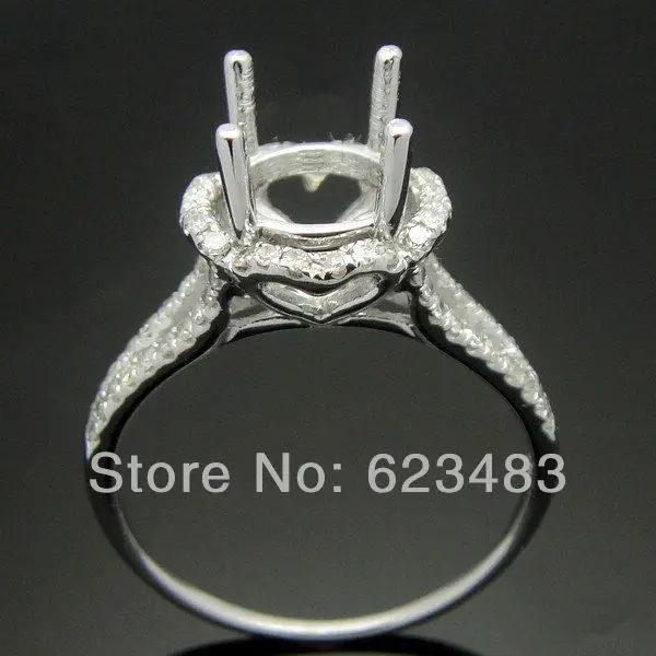 

14kt WHITE GOLD SEMI MOUNT ENGAGEMENT . RING ROUND SETTING ROUND 7MM
